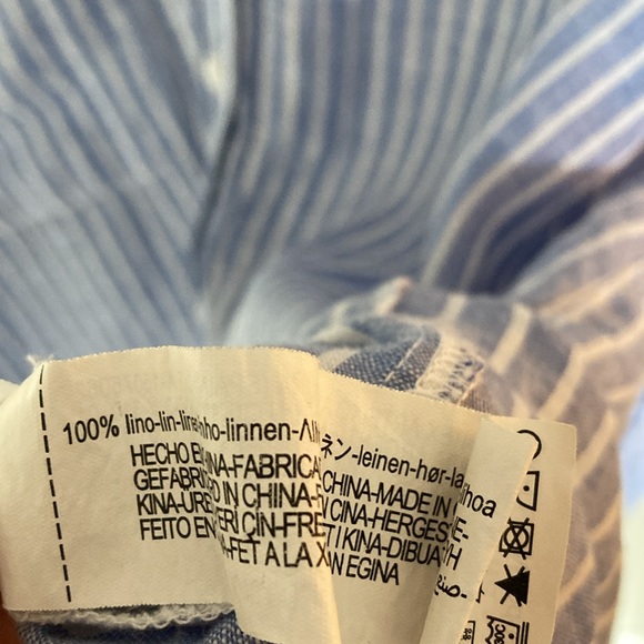 Zara Oversized Striped Linen Shirt Dress, Blue/White, XS, 100% Linen - Picture 5 of 5